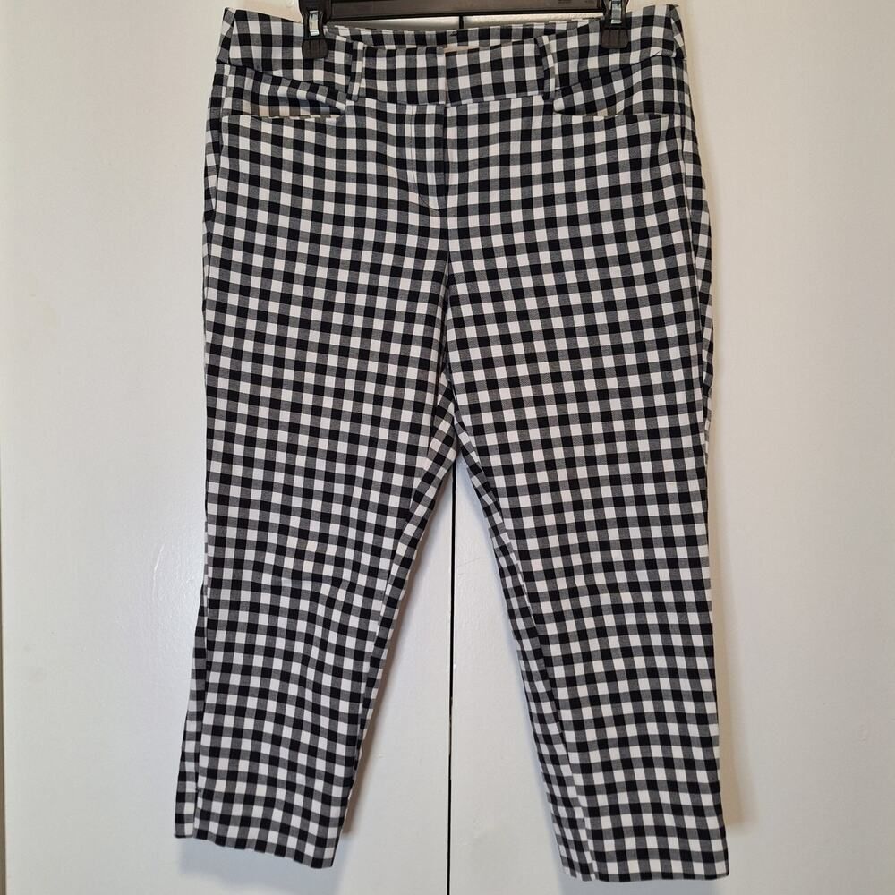 LOFT Marisa Riviera Cropped Petite Pants 10P Black and White Checkered
